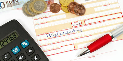 Überweisungsträger mit Mitgliedsbeitrag